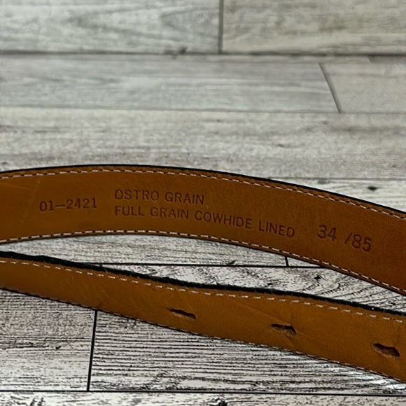 Men’s black ostro grain leather belt size 34 - Picture 3 of 4